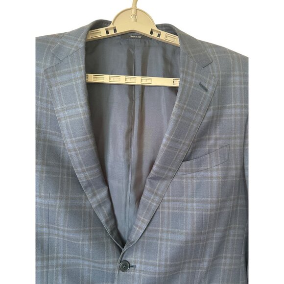 Ermenegildo Zegna Mens Blazer Size 56R/XXL Wool Lined Blue Black Plaid Looks New - Picture 4 of 15